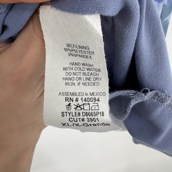 See You Monday Mini Dress Women's Size XL Blue Floral Spaghetti Strap Micro Mesh - Picture 6 of 9